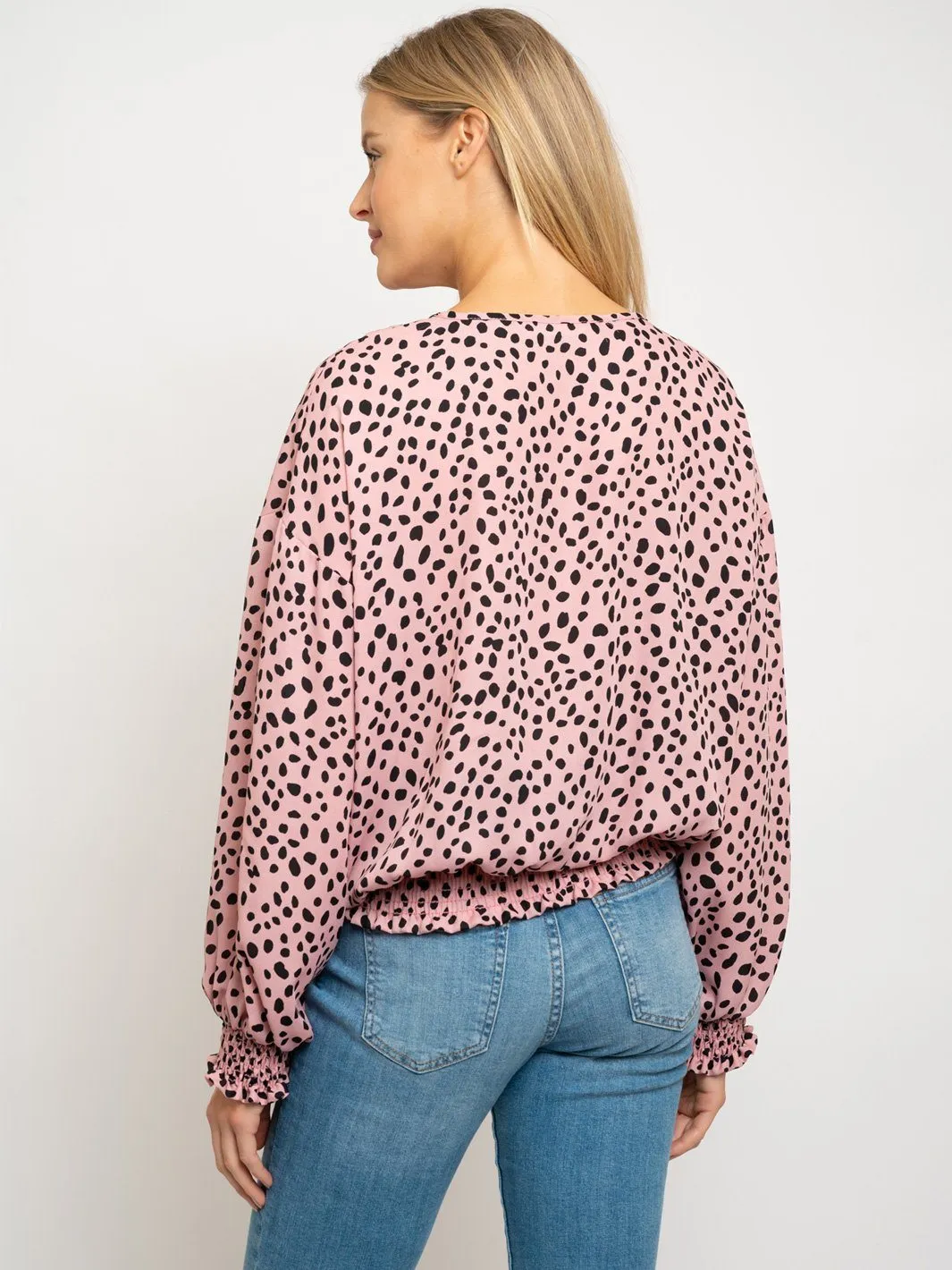 WOMEN'S POLKA DOTS LONG SLEEVE TOP
