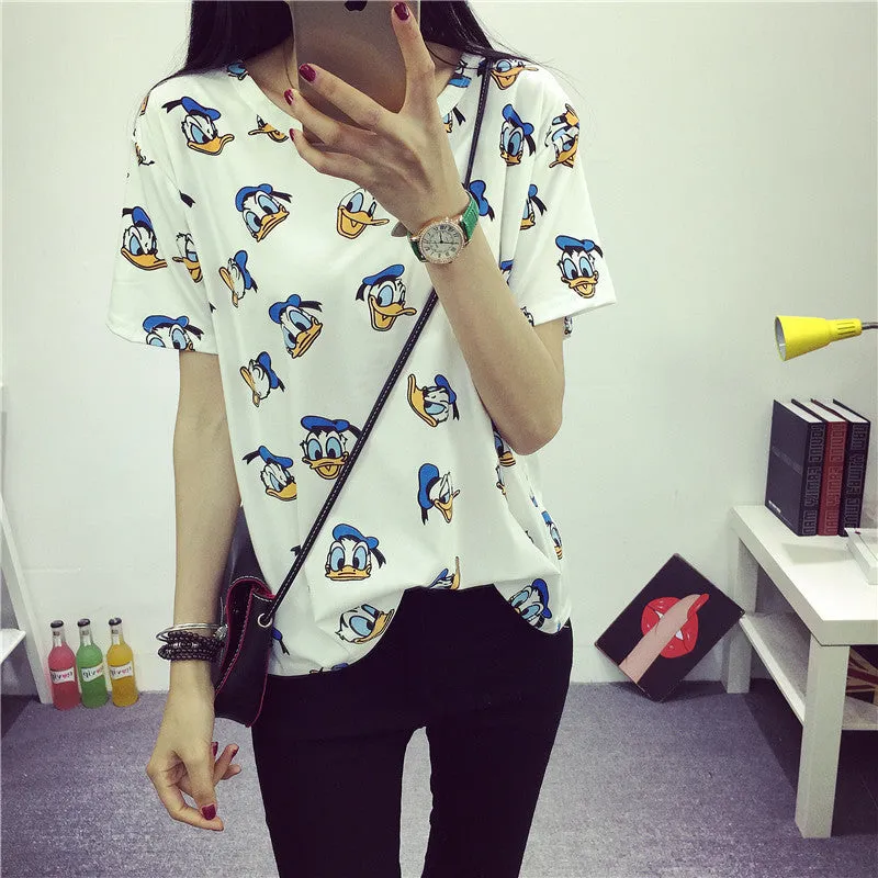 Women's Summer T-Shirt Clothes Shirt O-neck Polka Dotted Short Tops Bottoming Tops