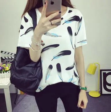 Women's Summer T-Shirt Clothes Shirt O-neck Polka Dotted Short Tops Bottoming Tops