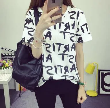 Women's Summer T-Shirt Clothes Shirt O-neck Polka Dotted Short Tops Bottoming Tops