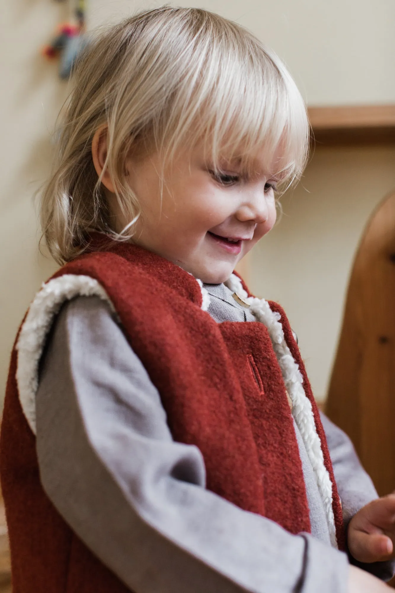 Wool and Sherpa gilet (ready to ship)