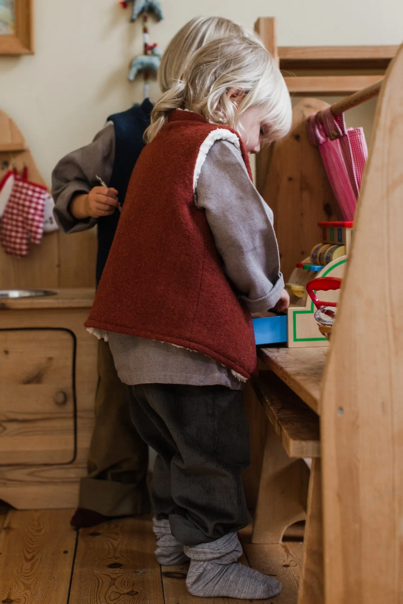 Wool and Sherpa gilet (ready to ship)