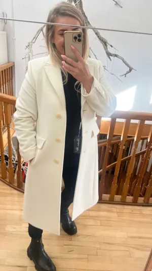 Wool Cashmere Blend Snow White Coat