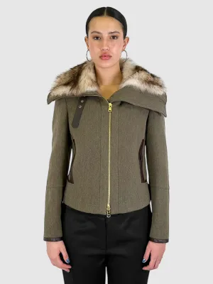 Wool Fur Collar Jacket - Size 10