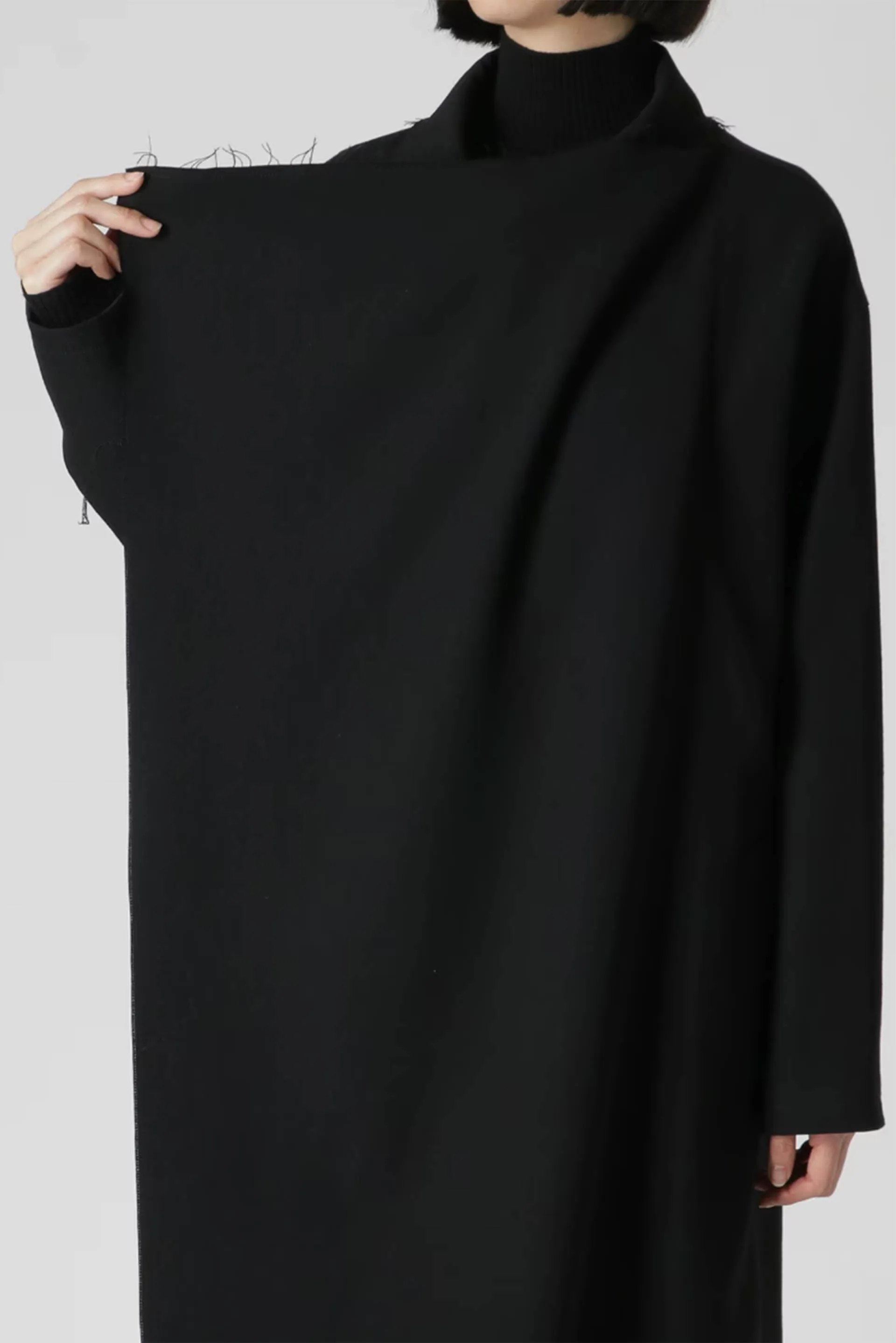 Wool Gabardine Left Flap Panel Coat