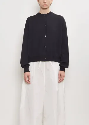 Wool Mito Cropped Cardigan — Dark Navy Melange