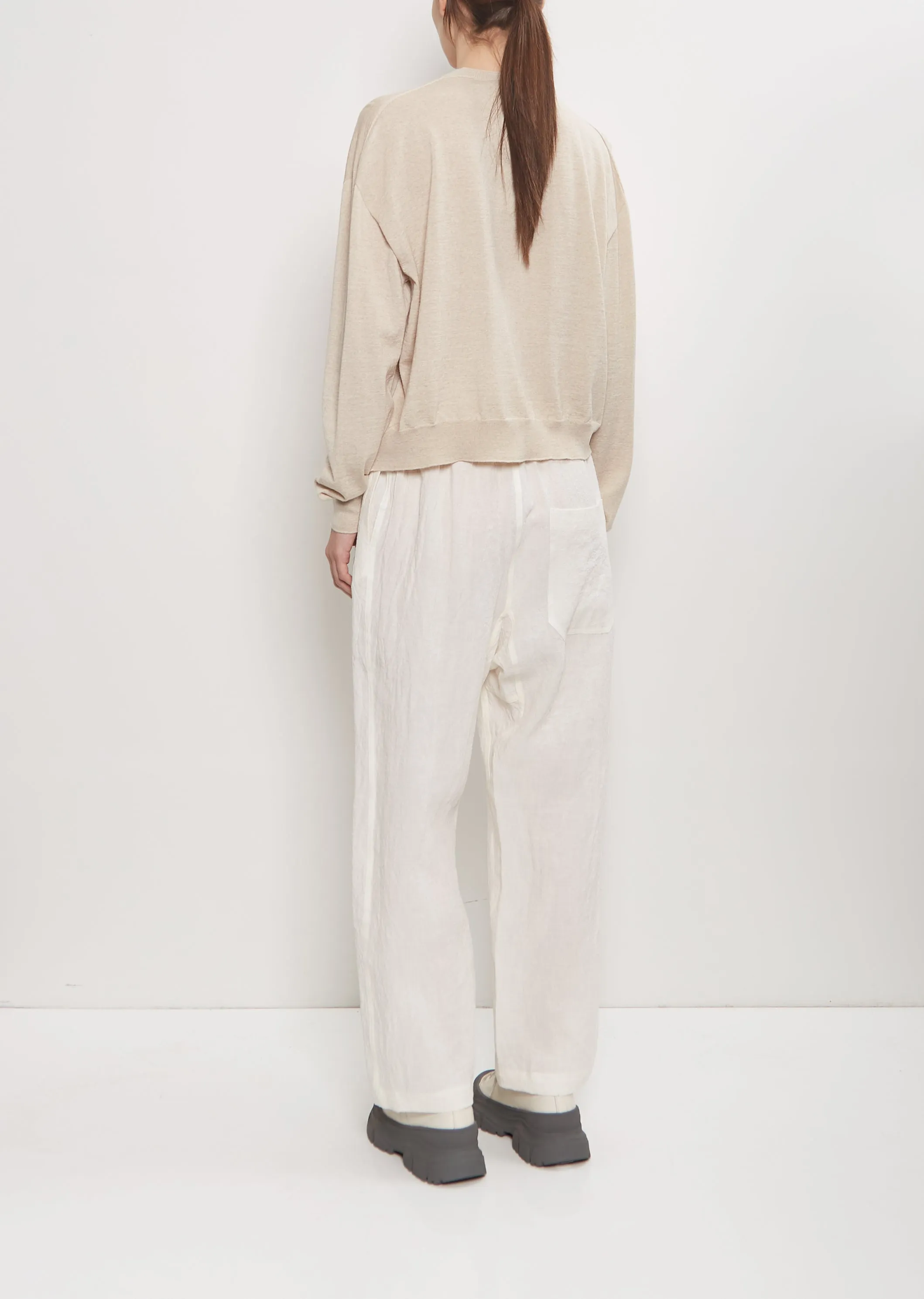 Wool Mito Cropped Cardigan — Oatmeal Melange