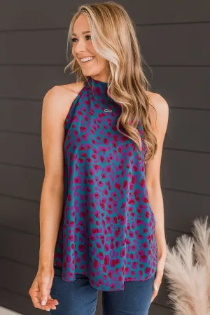 Worth The Chase Tie Tank Top- Teal