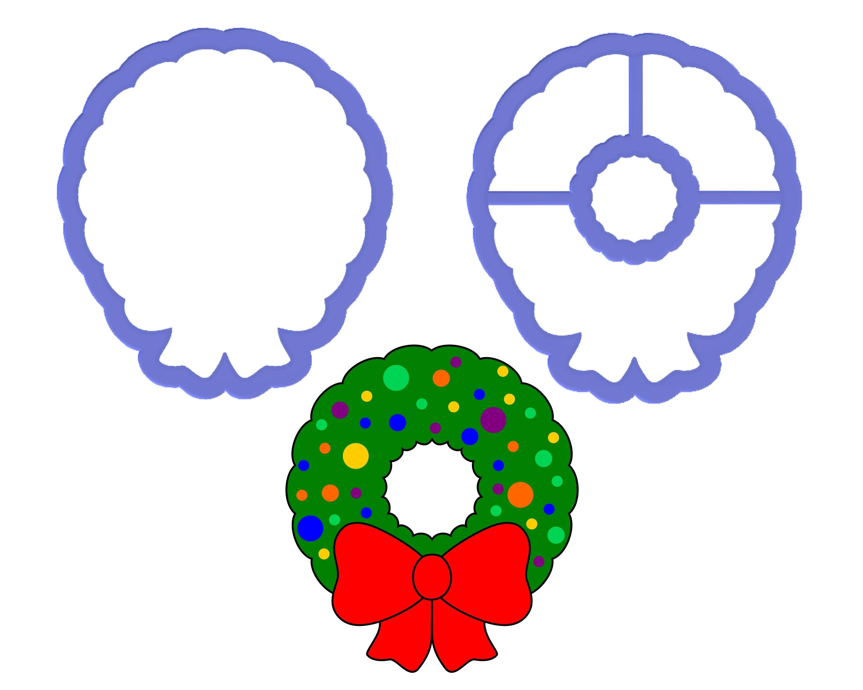 Wreath with Bow at Bottom Cookie Cutter
