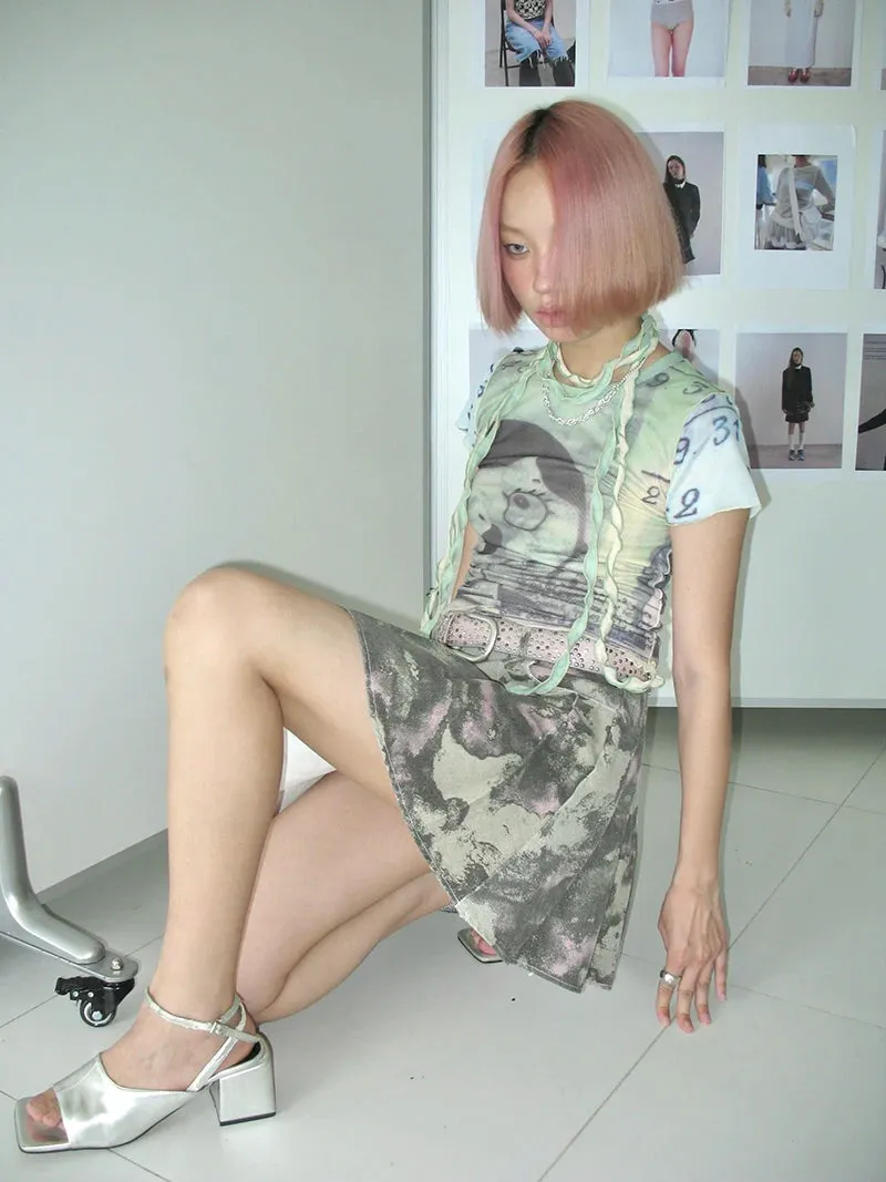 Y2K Cartoon Girl Mesh Top