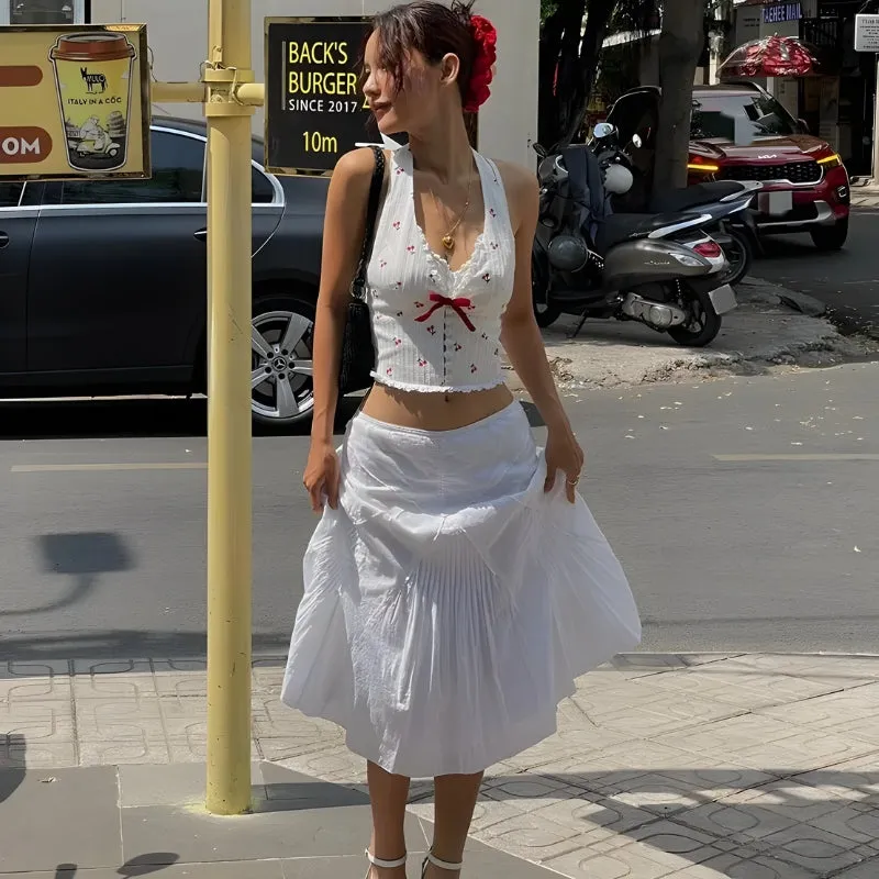 Y2K Cherry Halter Neck Top