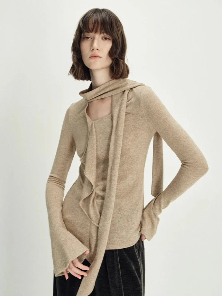 Y2K Neck Tie Knitted Top