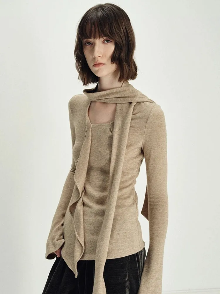 Y2K Neck Tie Knitted Top