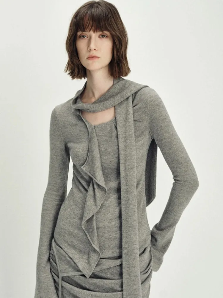 Y2K Neck Tie Knitted Top