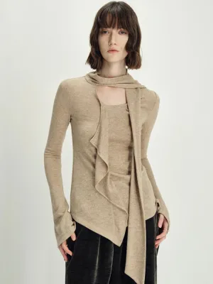 Y2K Neck Tie Knitted Top