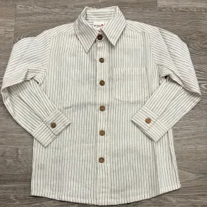 Yo Baby Grey Dot Stripe Long Sleeve Button Down Shirt