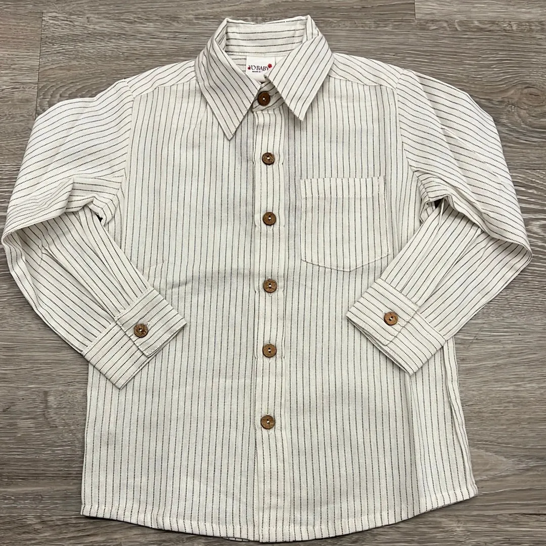 Yo Baby Grey Dot Stripe Long Sleeve Button Down Shirt