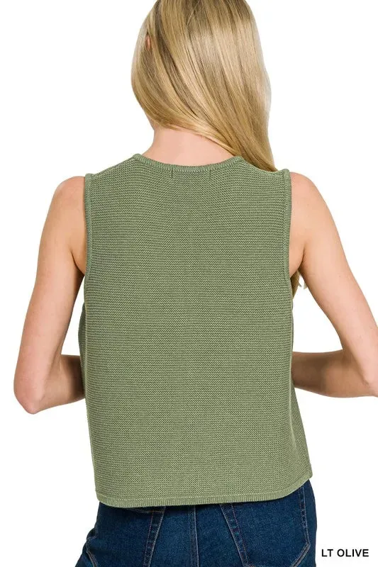 Zenana Tie Front Sweater Vest